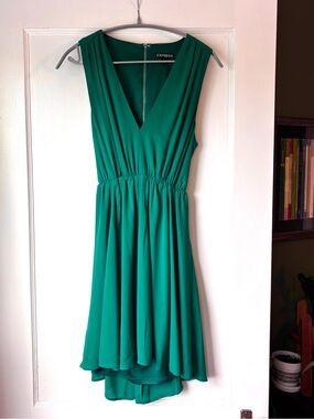 Express Emerald Green V-Neck Dress with open back